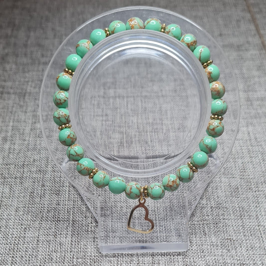 Bracelet en perles turquoise :Bonne humeur