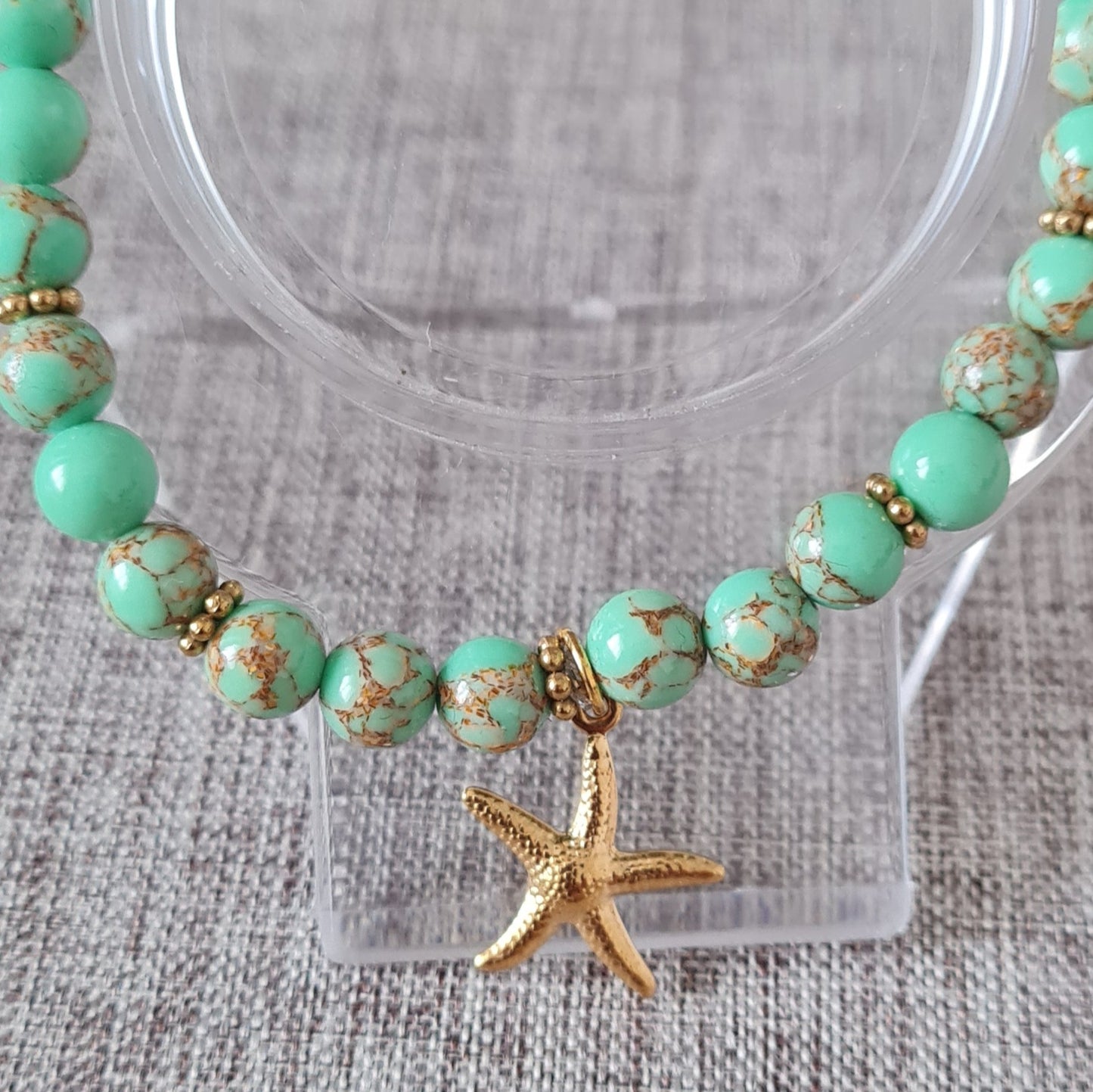 Bracelet en perles turquoise :Bonne humeur