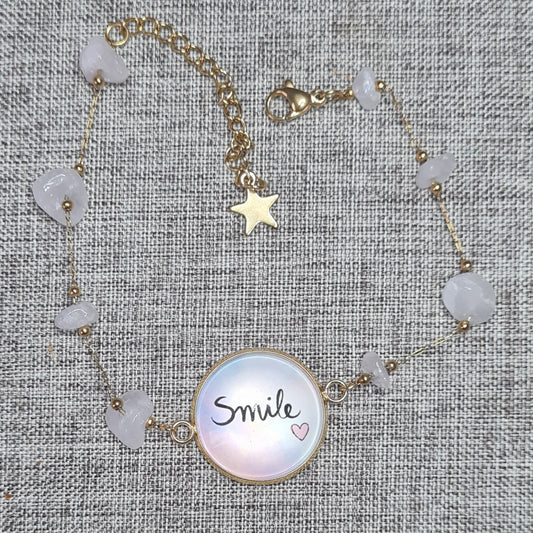 Bracelet smile avec du jade rose:Élégance et positivité