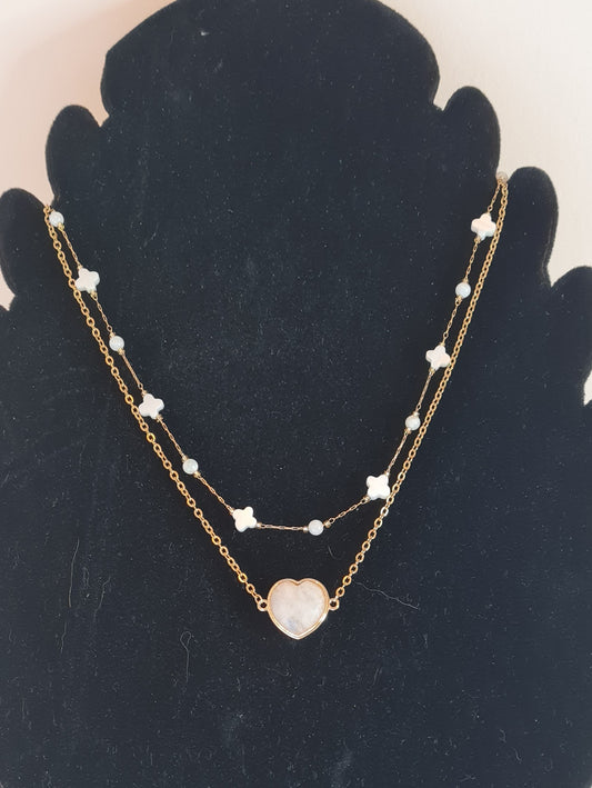 Collier cœur blanc